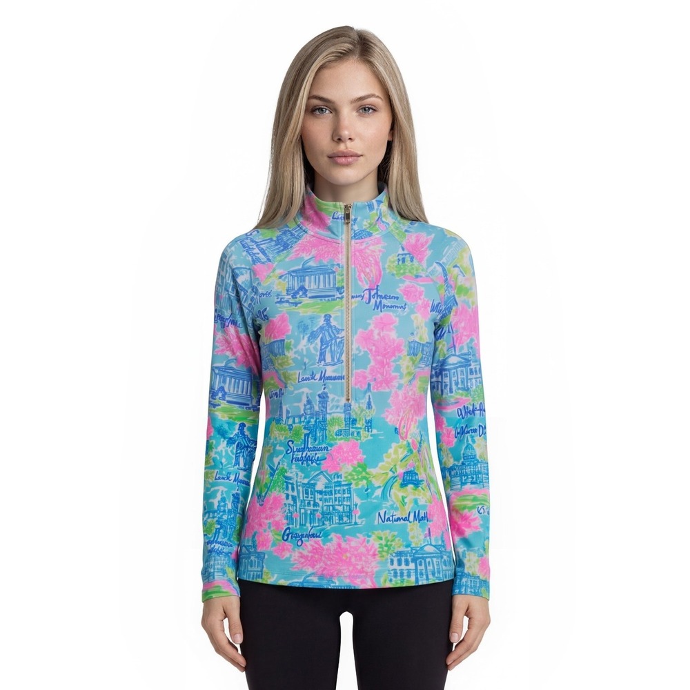 Lilly Pulitzer Skipper Popover Top Women's Size Medium Lilly Loves DC 1/4 Zip